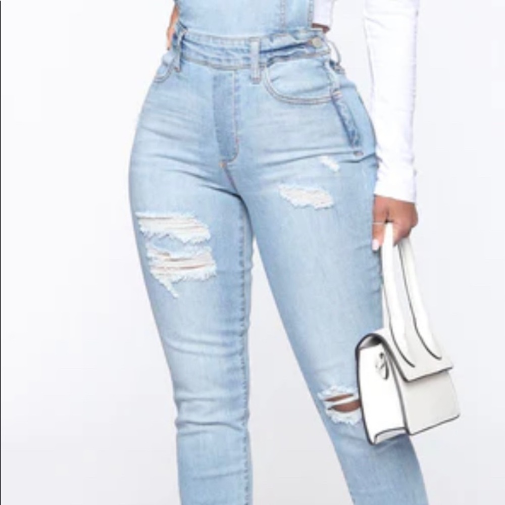 Light Blue Jean Overall stretchy